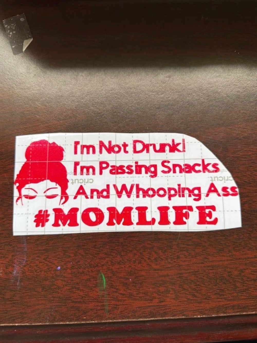 Red #MOMLIFE Decal Sticker - Humorous Mom Party Supply